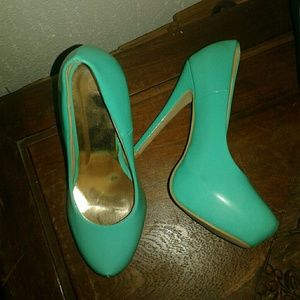 Eye Candie Teal patent leather high heel